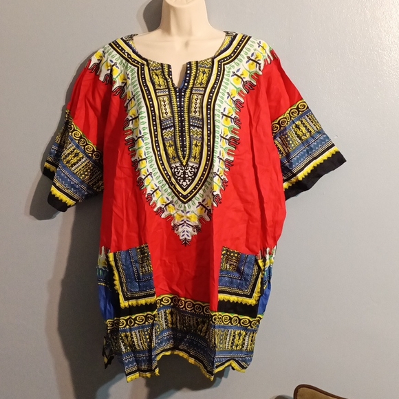 Krishma overseas women's red dashiki blouse in a one size plus - Picture 8 of 17
